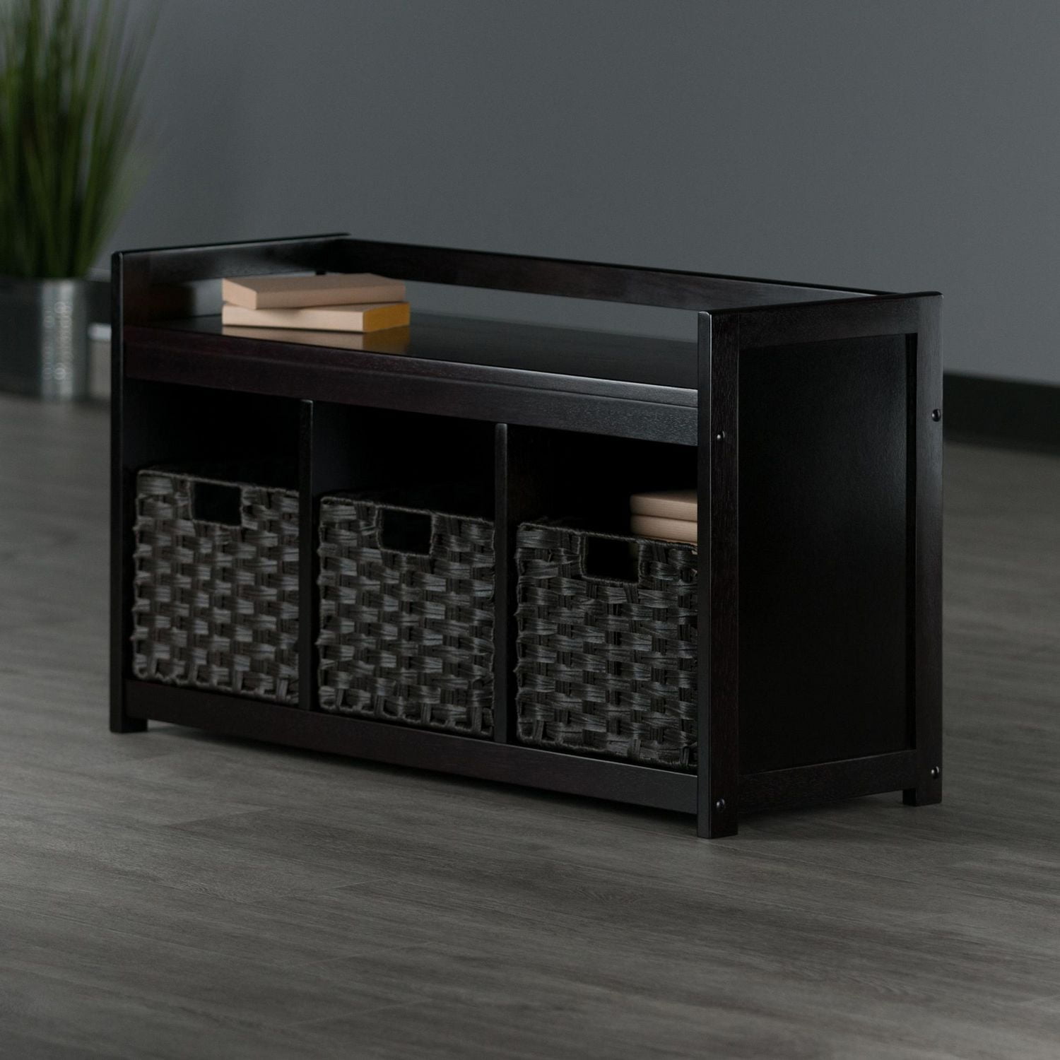 Banc de rangement Addison 4pc avec paniers en expresso/chocolat