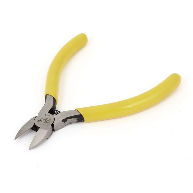 Alicates de corte diagonal eléctricos con mango recubierto de plástico amarillo de 4.33" de longitud