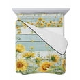 thumbnail image 7 of Quilts King Size Bedding Set, Sunflower Lightweight Quilted Comforter, Summer Eucalyptus Botanical Floral Teal Wood Soft Reversible Bedspread Coverlet with Pillow Covers for All Season, 96" x 106", 7 of 7