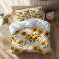 thumbnail image 2 of Sunflowers Queen Size Comforter Set, Retro Country Yellow Floral Green Leaf Newspaper Texture Bedding for All Seasons, 4 Pcs Bed Set, 1Quiltcover (90"x92") ,1Sheet(94"x116"), 2Pillowcases (30"x20"), 2 of 9