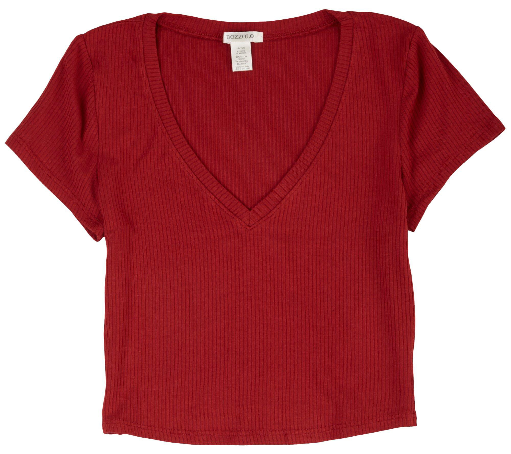Details about   Bozzolo Juniors Dark Red 3/4 Length Sleeve Crop Top Casual 