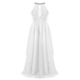 thumbnail image 3 of iEFiEL Maxi Flower Girl Dress Sequined Halter Neck Ruched Chiffon Party Wedding Bridesmaid Formal Ivory 10, 3 of 7