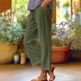 thumbnail image 4 of Tnhcen Women's Casual Cotton Linen Pants 2025 Spring Autumn Elastic Waist Wide Leg Trousers with Pockets S-2XL Multiple Colors Available, 4 of 9
