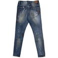 thumbnail image 2 of Crysp Denim Men's Distressed Rip & Repair Paint Splatter Skinny Fit Jeans (34, Blue Stonewashed), 2 of 4