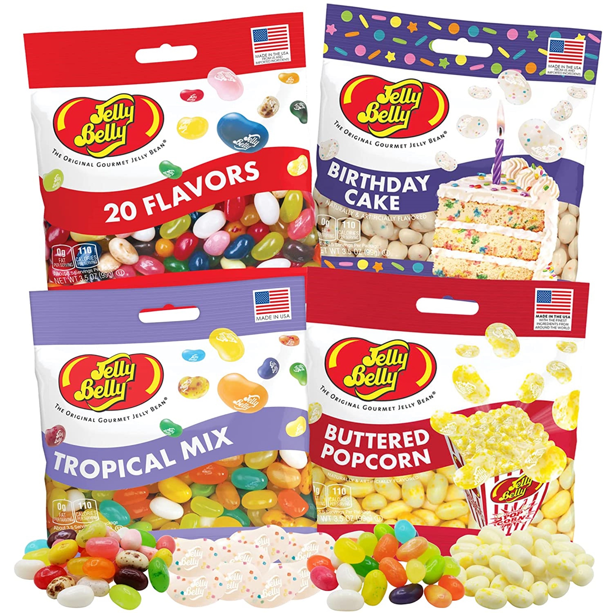 Jelly Belly Jelly Beans Candy Variety Pack, Tropical Mix, Birthday Cake