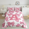 thumbnail image 2 of Castle Fairy Boys Girls Cute Bowtie Letter Monogrammed A Bedding Comforter Set 2pcs,Cartoon Bow Bowknot Twin Comforter Sets Microfiber,Dreamy Princess Breathable Bedding Set,Breathable Home Decor, 2 of 8