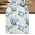 thumbnail image 2 of Watercolor Blue Flower Hydrangea Table Runner 70 Inches Long,Kitchen Dining Tablerunners Green Leaves Floral Linen Table Runners Dresser Scarves for Home Dinner Wedding Holiday Party Decor, 2 of 9