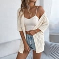 thumbnail image 6 of Aboser Elbow Sleeve Cardigan Sweaters for Women Crochet Knit Cardigans Lightweight Open Front Cover Ups Casual Half Sleeve Shrug Cardigan, 6 of 9