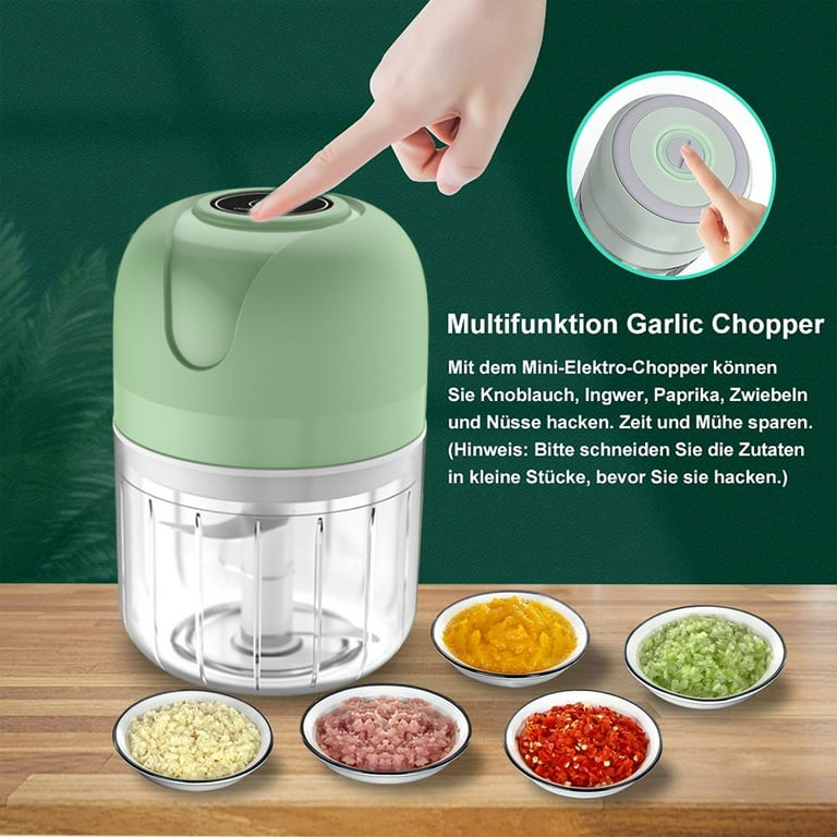 Electric Mini Food Chopper Small Food Processor with Spoon and Brush,Used  for Onion Garlic Pepper Vegetable Meat Mincer/Grinder/Puree Food (white)