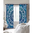 thumbnail image 3 of Blue Boho Floral Blackout Curtains 39 Inches Long for Bedroom, Ethnic Tribal Abstract Flowers Motifs Thermal Insulated Room Darkening Black Out Window Curtain Panels Grommet Drapes for Living Room, 3 of 8
