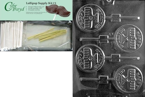 Includes 25 Cello Bags Cybrtrayd Happy Chanukah Bar Chocolate Candy Mold with Chocolate Packaging Bundle 25 Gold Twist Ties and Exclusive Chocolate-Molding Instructions
