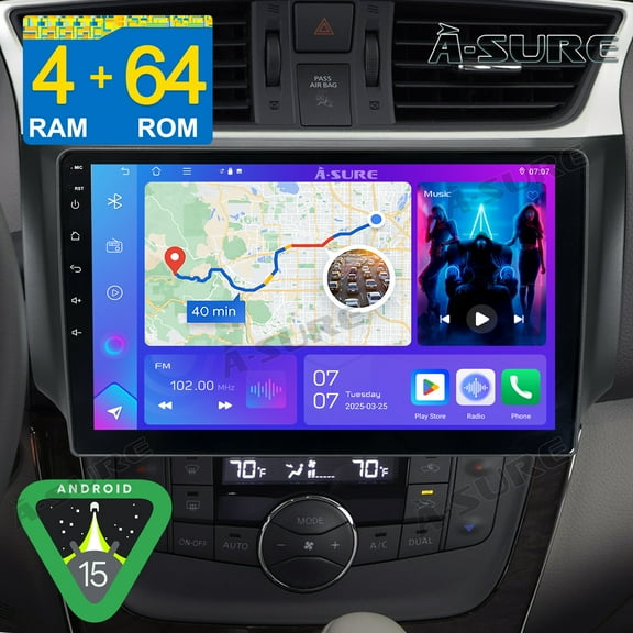 10.1" CarPlay 4 64GB Car Radio for Nissan Sentra MK7 2013-2015 with Android 15 OS/GPS Navi/Wi-Fi/BT 5.4/DSP/SWC
