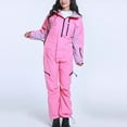 thumbnail image 2 of guisaled Womens Snowsuit One Piece Ski Suits Winter Windproof Waterproof Onesie Snowsuit Removable Hood Ski Jumpsuits for Outdoor Sports Savings, 2 of 7