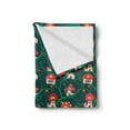 thumbnail image 2 of Tree House Print Throw Blanket, Abstract Toadstool Cottages on Swirly Curlicue Branches Cartoon, Flannel Fleece Accent Piece Soft Couch Cover for Adults, 50" x 60", Orange and Jade Green, by Ambesonne, 2 of 4