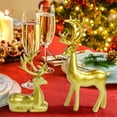 thumbnail image 7 of 2 Pcs Christmas Reindeer Sculpture, Resin Deer Christmas Decoration, Gold Resin Elk Statues for Home Decor, Ideal for Living Room, Bedroom, Office, Bookshelf, and Desk Ornaments, 7 of 7