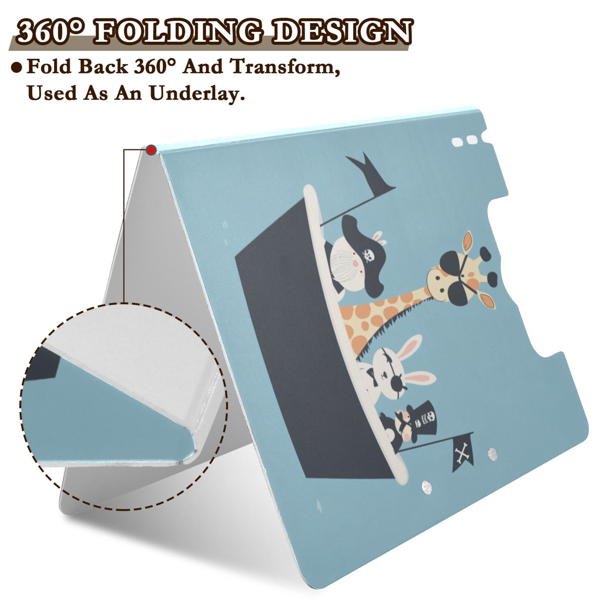 FORMRS A4 Clipboard Folder with Pen Holder Horizontal Foldable School Office Binder, Pirate Animals