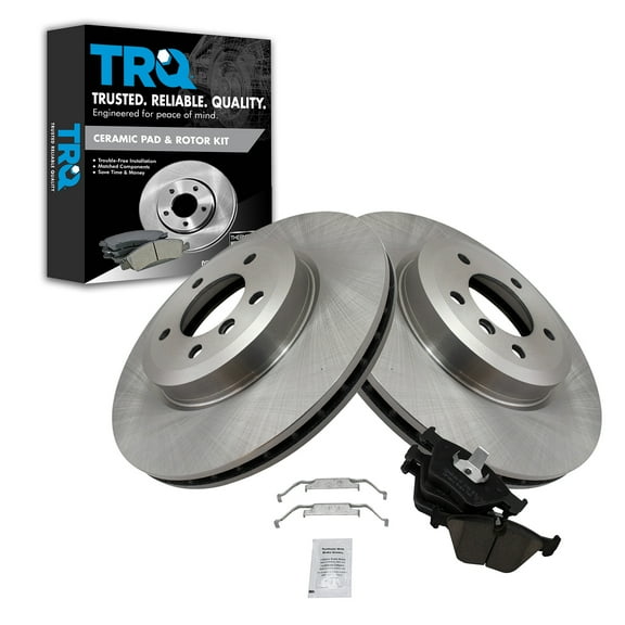 TRQ Front Brake Pad & Rotor Kit Brake Pads Brake Rotor Ceramic Fits Select 2001-2006 BMW 330Ci 2001-2005 330i 330xi 2006-2008 Z4