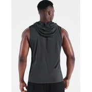 NELEUS Mens Workout Tank Tops with Hoodie Sleeveless Running Muscle Shirts 3 Pack,Gray+Blue+Red,US Size L