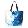 thumbnail image 1 of Disketp Blue White Fluid Art Bolsa Tote Estampada para Mujer, Bolso de Hombro y de Mano para Compras y Viajes, 1 of 8
