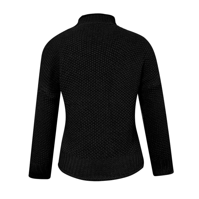 Sweater,Black Sleeve Long Elegant Casual Vintage Chunky Knit Winter Oversize Women\'s Chunky Pullove WGOUP Pullove High- Neck