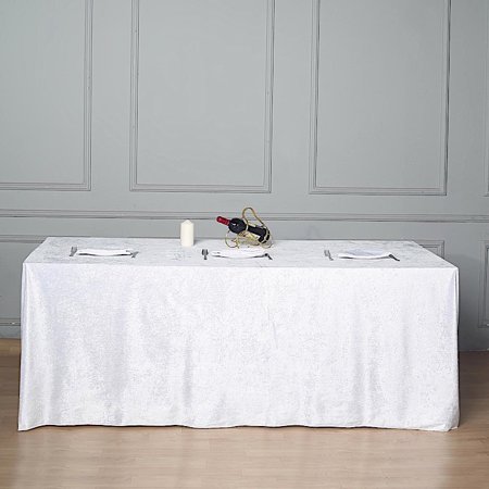 

BalsaCircle 90 x 156 White Rectangular Premium Velvet Tablecloth Table Linens