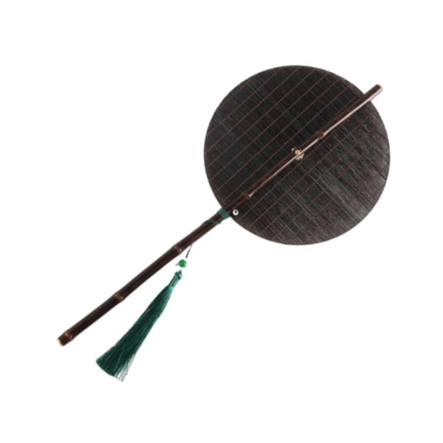 Abanico de bambú hecho a mano, uso diario, versátil, elegante, ligero, de mano, mango largo. Negro