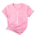 thumbnail image 3 of Camisetas de Cuello de Tripulación de Manga Corta para las Mujeres Cartas de Impresión de Pascua Camiseta de Manga Corta, Spandex de Poliéster, 3 of 5