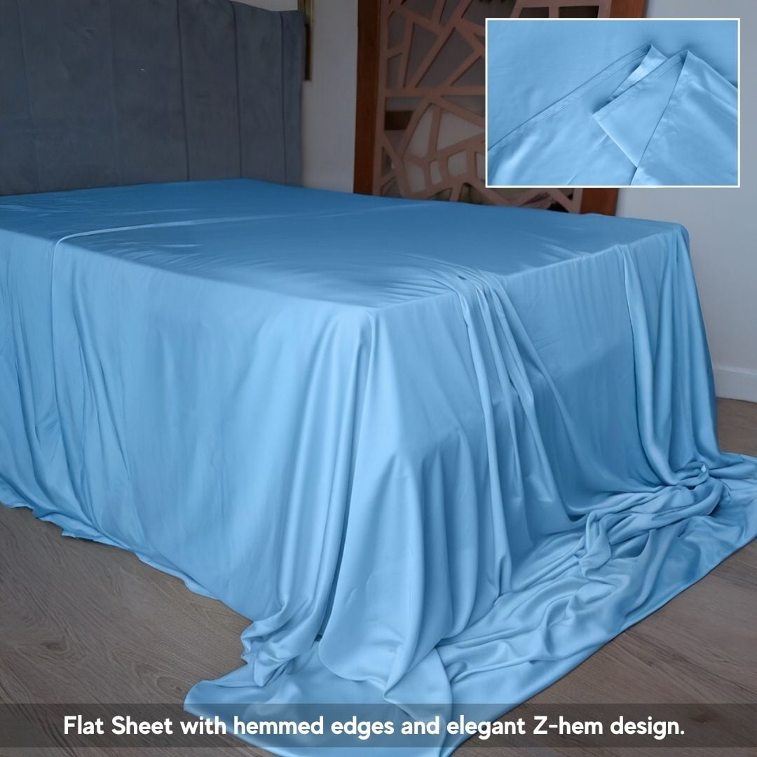 Home Prides Queen Bamboo Sheets Set - 100% Bamboo Viscose, Silky Soft Cooling & Breathable Bamboo Bed Sheets, 4-Piece, 15” deep Pocket, Oeko-Tex Certified, Frosted Blue
