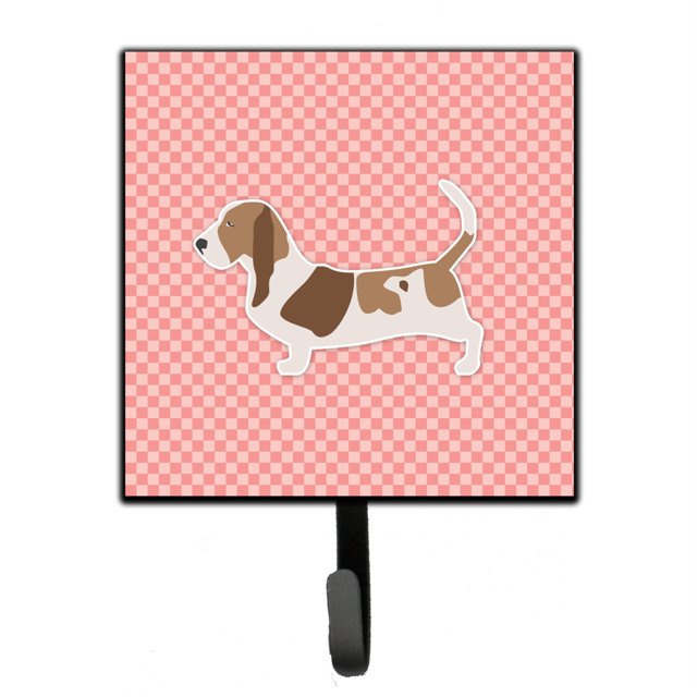 Caroline's Treasures Basset Hound Checkerboard Correa rosa o llavero BB3602SH4, pequeño, multicolor Caroline's Treasures BB3602SH4