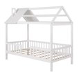 thumbnail image 6 of UBesGoo Twin Size Wood House Bed with Fence, White, 6 of 13