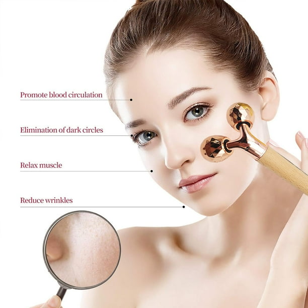 Rodillo facial Masajeador facial de madera con rodillo facial para estiramiento facial Rodillo de belleza facial y corporal Herramienta para el cuidado de la piel para rostro ojos cuello cuerpo