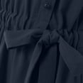 thumbnail image 6 of Ayolanni Short Sleeve Spring Dresses for Women Solid Elastic Waist Crew Neck Midi A-Line Dress Swing Modest Cotton Linen Casual Daily Sundress with Pockets Blue XXXXXL, 6 of 8