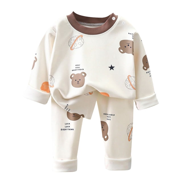 Odeerbi 0-13 Años Pijamas de Algodón Para Niños Con Mangas Largas Y Pantalones Con Estampados Dos Piezas Pijama de Dos Piezas Acondicionador de Ropa Para Dormir