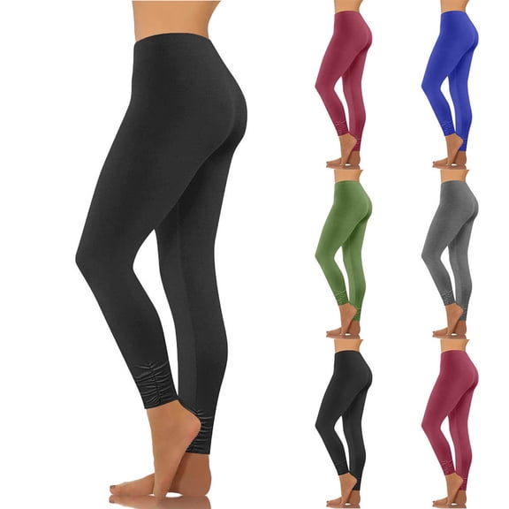 EaskTriop Yoga Pants for Women High Waisted Leggings with Ruched Hem Soft Stretchy Tummy Control Slim Fit Casual Lounge Running Trousers