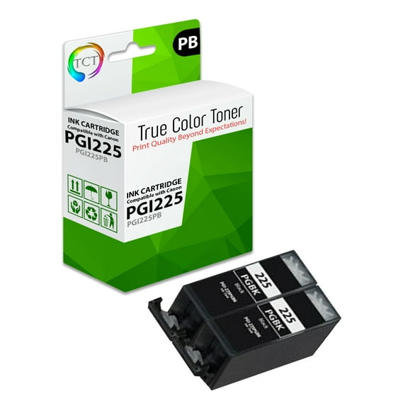 TCT PGI225 Black Ink Cartridge 2 Pack - Compatible With Canon PGI-225 PGI225 Pigment Black