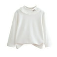thumbnail image 1 of FAIWAD Girls Cotton Tops Kids Basic Mock Neck Embroidered Long Sleeve Warm Fleece Undershirt 2-12Years, 1 of 3