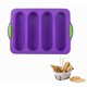 thumbnail image 1 of Molde de silicona antiadherente para pan de 4 agujeros, ideal para hacer panecillos de hot dogs, baguettes francesas y panecillos de hot dogs (morado)., 1 of 5