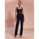 thumbnail image 5 of Conjunto de Dos Piezas de Mezclilla: Chaleco Abotonado y Jeans Rectos Traje Informal de Negocios Traje de Pantalón Elegante Negro M, 5 of 9