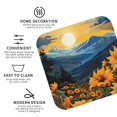 thumbnail image 3 of Honeii Elegant Sunset Sunflower print Leather Coaster Set of 4, ideal for safeguarding your furniture from drinks spills and effortless cleanup-Square, 3 of 6