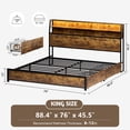 thumbnail image 3 of GUNAITO King Bed Frame with Storage Headboard, 2 Drawers Platform LED Bed Frame with USB Ports & Outlets Brown, 3 of 10