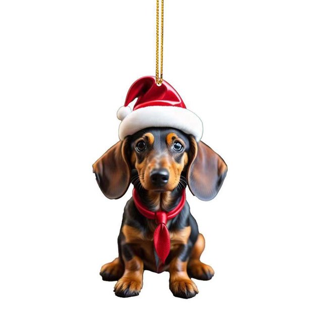 Adorno navideño para perro de dibujos animados, colgante acrílico para perro, suministros para fiesta en casa (G-1)