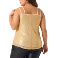 thumbnail image 4 of DARING DIVA Women's Plus Sequin Cami Tank Tops with Spaghetti Straps 1X Gold, 4 of 6