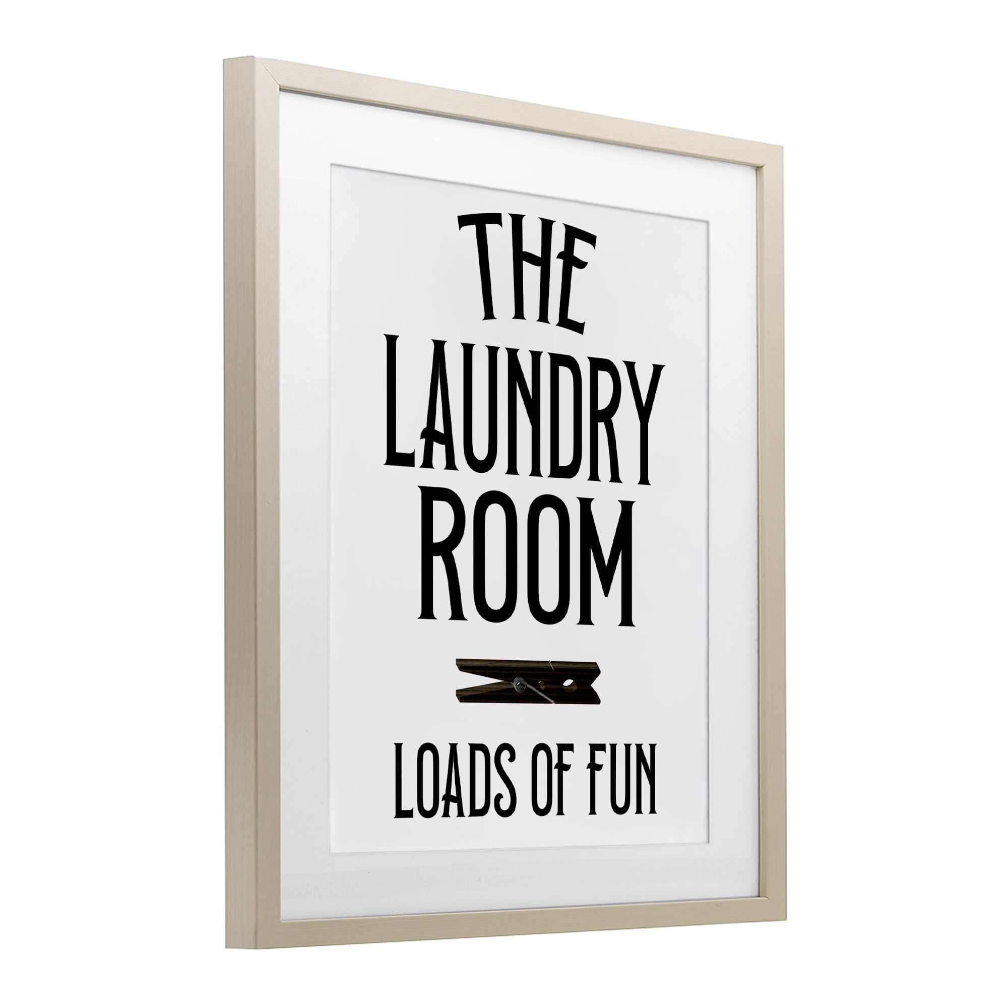 Loads Of Fun Clothespin Birch Framed Print Under Glass, design by Kim Allen