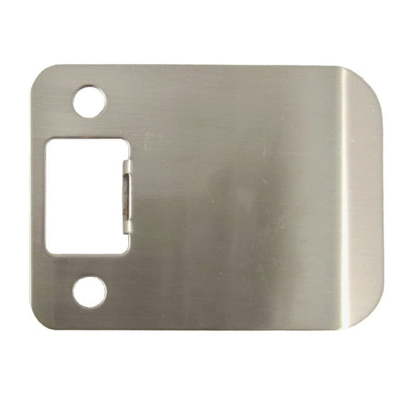 Round Corner Extended Lip Strike Plate, 2-1/4" X 2-1/2", (3" Overall Length), Satin Nickel By Stone Harbor Hardware