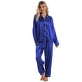 thumbnail image 4 of Zoeecloth Womens Silk Pajamas Pj Sets 2 Piece Satin Sleepwear Sets Long Sleeve Lounge Sets Button Down Shirts and Long Pants Loungewear Sets S-XL, 4 of 8