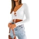 thumbnail image 4 of Sunloudy Suéter de color sólido para mujer, blusas cortas sin espalda de manga larga con cuello en V profundo, S / M / L / XL Sunloudy moda, 4 of 9