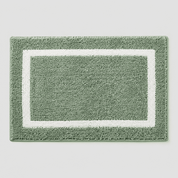 Sage Green Bath Mat 24"x16" Non Slip Washable Rug