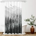 thumbnail image 2 of Black and White Misty Forest Shower Curtain Set Grey Gray Ombre Waterproof Fabric Shower Curtains Nature Tree Mountain Decorative Bathroom Bath Curtain Decor (Black,36"x 72"), 2 of 6