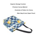 thumbnail image 3 of FORMRS Womens Canvas Tote Bag with Zipper Inner Pocket Shoulder Handbag, Retro Plaid Lemon, 3 of 7