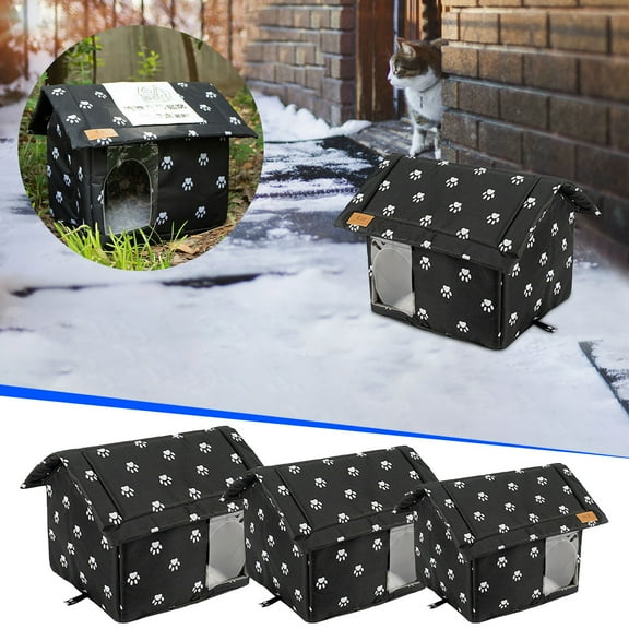 Nsxcdh Winter Outdoor Cat House,Padded Foldable Shelter,Pvc Sponge,17.72x16.54x14.96in,Keep Warm,Easy Carry,Stray Pet,Indoor Outdoor Home Office Decor